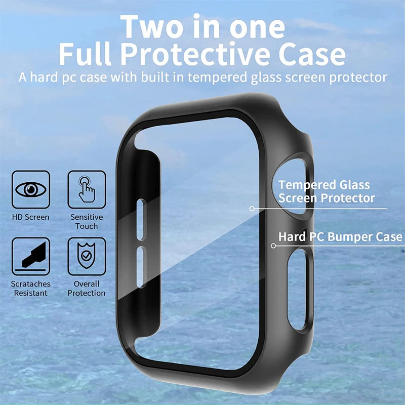 Funda Protectora con Cristal Templado para Apple Watch — Anti-Golpes y Ultra Transparent